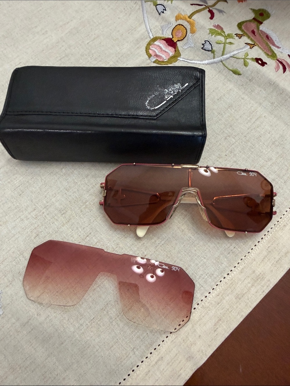 Cazal vintage Shield Sunglasses with Brown-Red Gradient Lenses